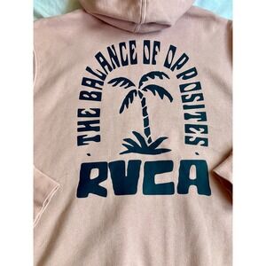 RVCA Pink Palm Tree Graphic Hoodie Sweatshirt Men's Medium Balance of Opposites